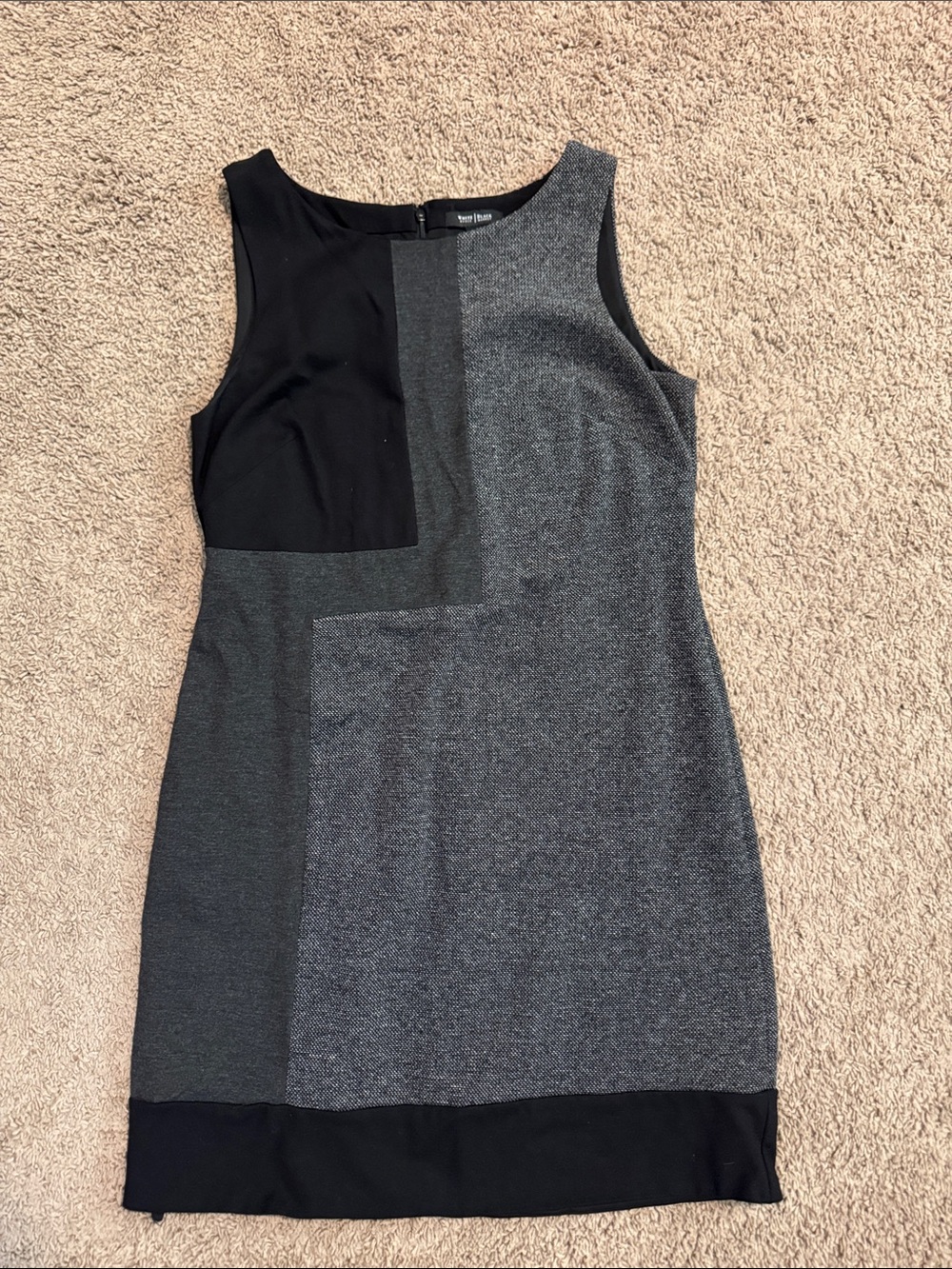 White House Black Market Black & Gray Colorblock Sleeveless Mini Dress